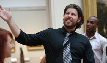 A renegade tour guide at the museum.