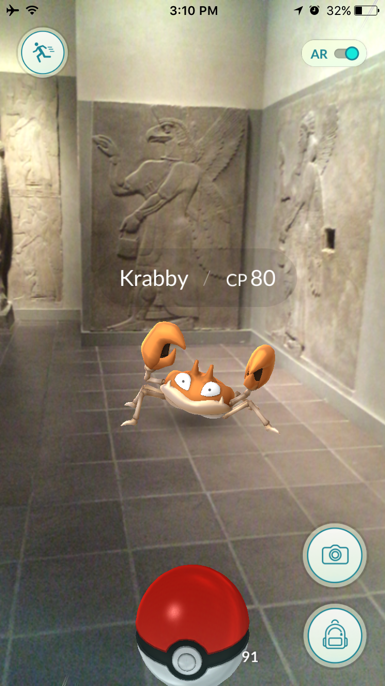 Pokemon "Krabby" in the Metropolitan Museum of Art Gallery 401.