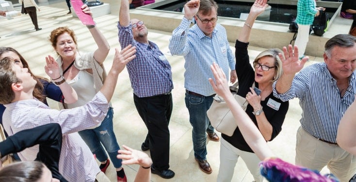 Fun cheer after the scavenger hunt at the museum.