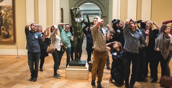 Museum pros striking a pose at bootcamp in NYC.