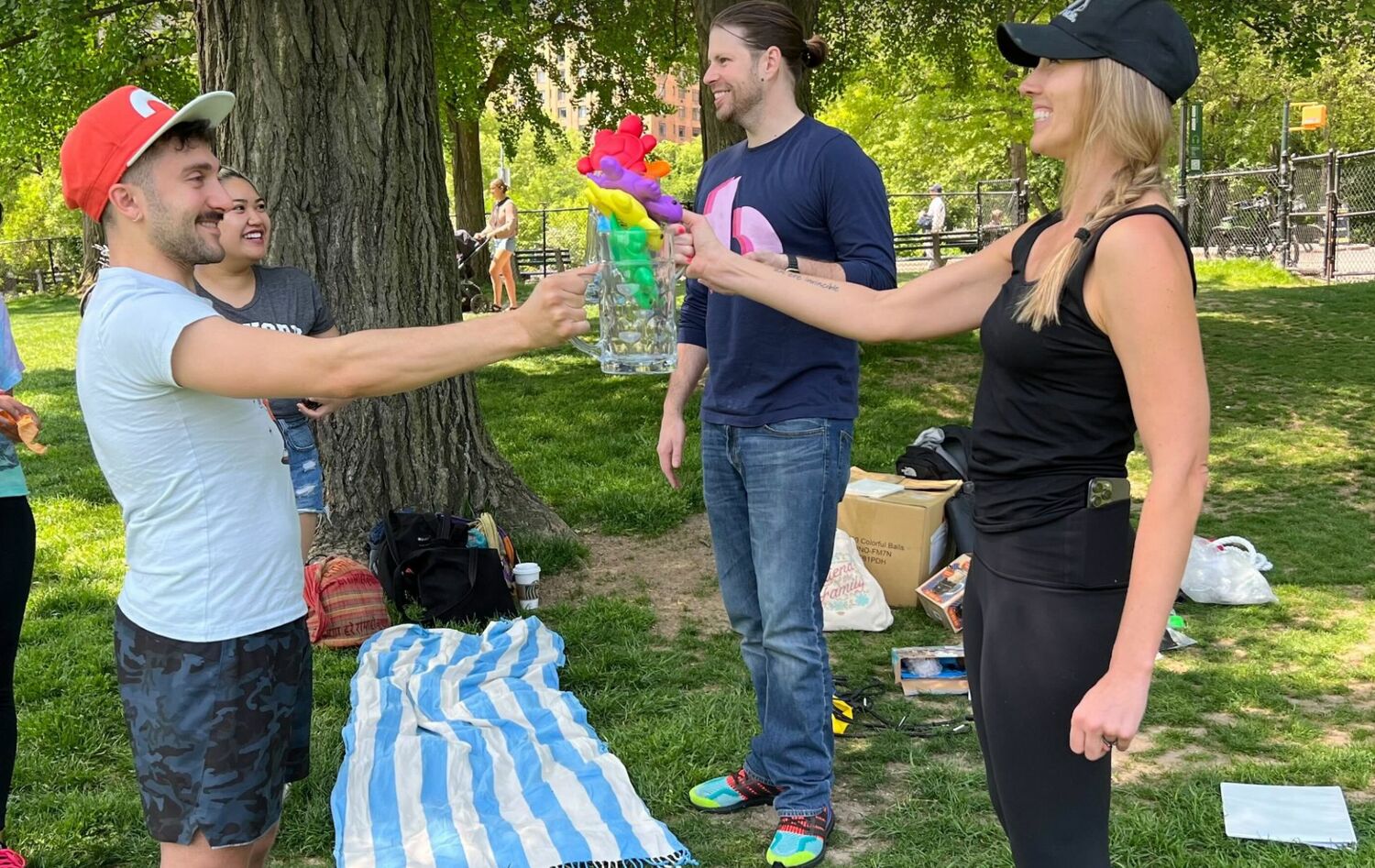 Corporate team participating in an outdoor collaborative team building activity in Sacramento